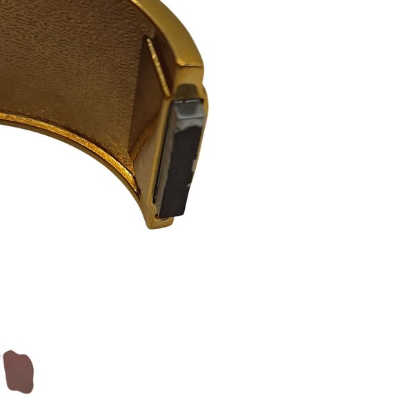 Green/Blue Enamel Gold Tone Chunky Bangle Cuff Bracelet Boho Cottage Cabincore - Picture 10 of 14